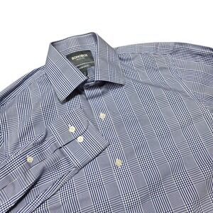 Bonobos Mens Tailored Slim Fit Wrinkle Free Blue Plaid Dress Shirt 15/33